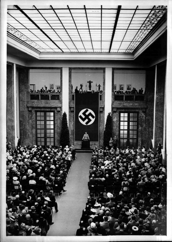 Adolf Hitler makes a speech on the occasion of the opening of the Großen Deutschen Kunstausstellung in Munich 